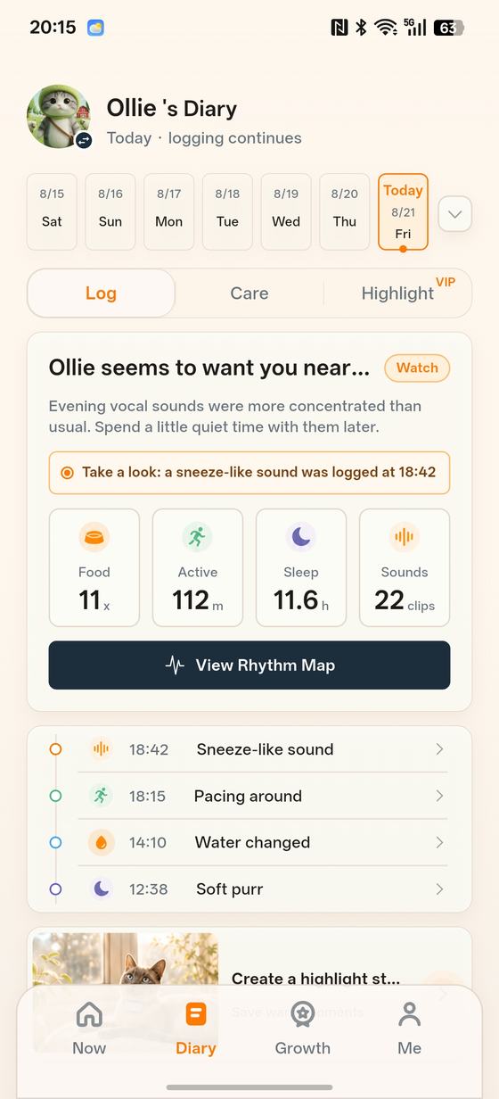 App: daily health log